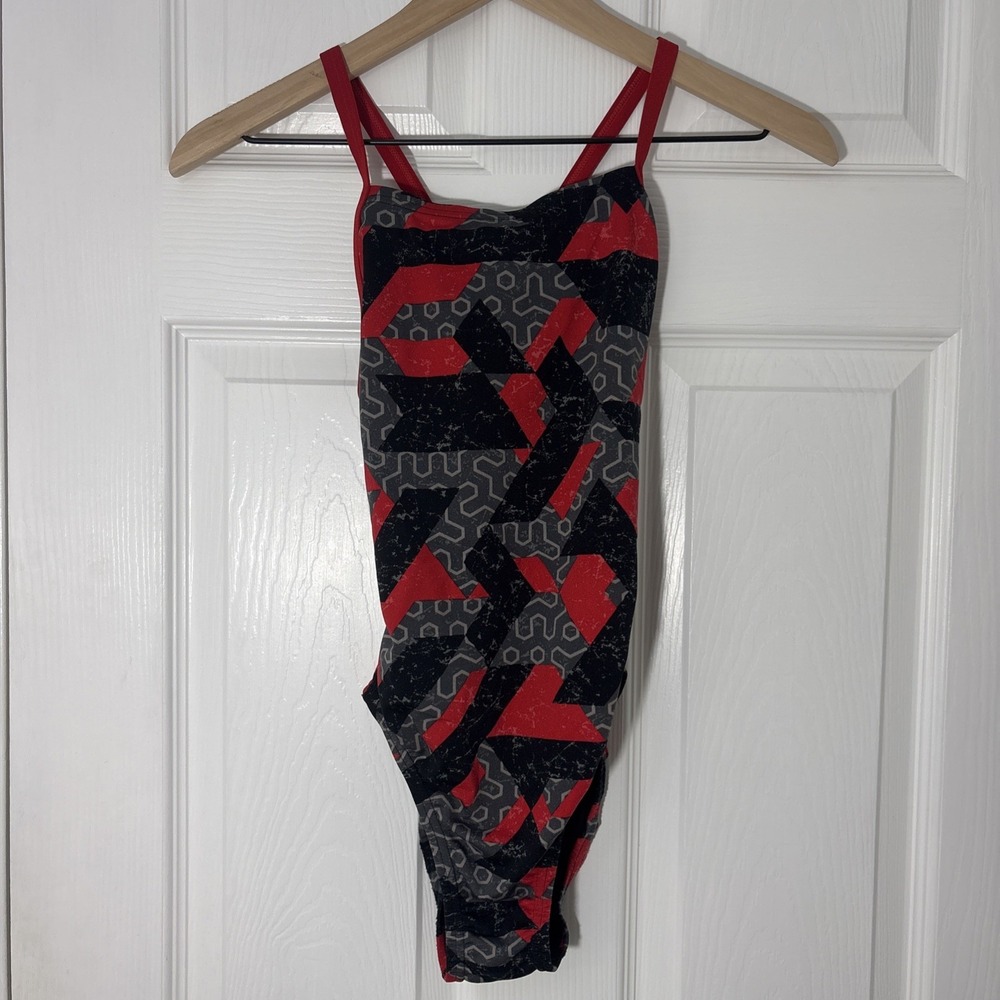 Speedo Endurance+ Girls One Piece Swimsuit Size 30 Multicolor Geometric